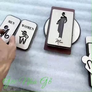 Bảng Gỗ Vintage Decor Toilet - WC Nam Nữ - Resroom Chỉ hướng nhà vệ sinh