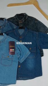 Kemeja Jeans Anak Laki Laki Cowok Umur 1 2  3 4 5 6 7 Tahun Lengan Pendek Laki2 Atasan Baju Jins