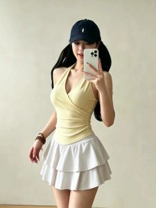 High Waist Yoga Sports Tiered Ruffle Mini Skirt