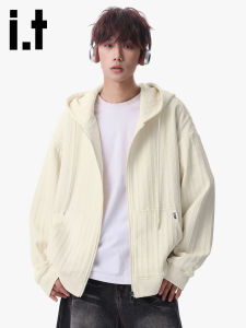 izzue | Textured Jacquard Hooded Cardigan Mens Outerwear Autumn