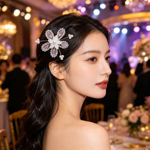 New White Acrylic Flower Beaded Duckbill Clip Bride Wedding Hair clip Fashion Hair Accessories for Women Girls Barrettes