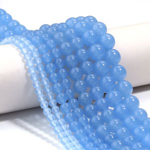 ลูกปัดอะความารีนหินธรรมชาติ 1 เส้น ขนาด 4/6/8/10 มม. สีฟ้าอ่อน รูปทรงกลม สำหรับทำสร้อยคอ สร้อยข้อมือ และงานประดิษฐ์อื่นๆ
