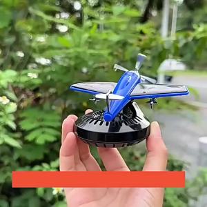 ZHIYU Solar Powered Rotation Helicopter Solar Aromatherapy Car Air Freshener Alloy+ABS Wooden Fragrance Auto Aroma Diffuser