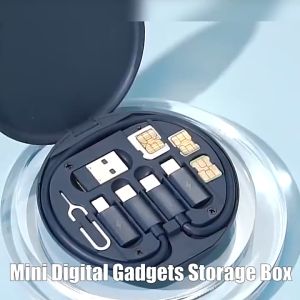 The new 60W USB multi-function data cable fast charge data cable storage box mini digital electronic card needle needle set storage box