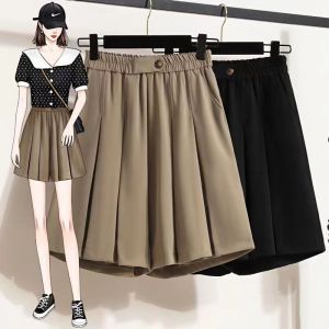 Plus Size Women Summer New Foreign Flavour Thin Wide Leg Culottes High Waist Elastic Shorts Female Loose Casual A-line shorts