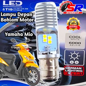 Lampu Depan LED Motor Yamaha Mio Soket H6 WR T19 AC/DC 12 Volt Pengganti Dop/Bohlam Standar