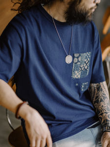 MADEN | Indigo Plant Dye Vintage Cotton T-Shirt Mens Summer
