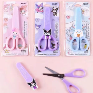 Sanrio Kuromi Cinnamoroll Melody Hand Made Scissors Kawaii Children Safety Silicone Shell Kid Stationery School Supplies Gift