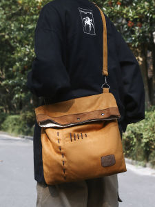 Retro Spliced Suede Single Shoulder Bag Lightweight Commuter Crossbody Bag American Design Backpack Leisure Casual Bag