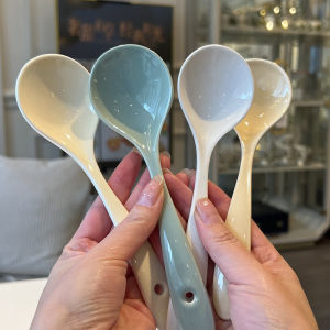 Time Arc Household Ceramic Spoon Soup Small Spoon Spoon Long Handle Porridge Spoon Ceramic Spoon Tableware Spoon Ceramic Spoon