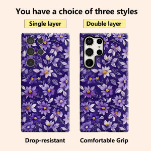BILIBILI | Dark Purple Watercolor Floral Luxury Fashion Full Lens Protective Case for Samsung Galaxy S26 S25 S24 A56 A36 Plus Ultra