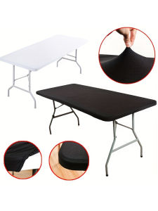 1pc Elegant Waterproof Stretch Table CoveDurable PolyesterHandmade -ldeal for Weddings Banquets Holiday Parties Solid Color