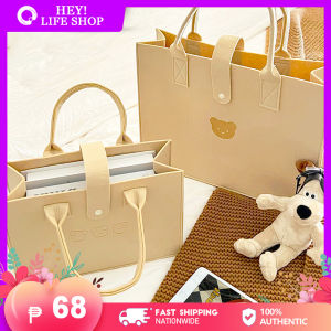 Cute Bear Felt Tote Bag Large Capacity Handbag Laptop Tablet Books Utility Storage Bags