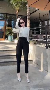 Quần Baggy Nữ Cạp Cao Vải Tuyết Mưa Co Giãn Nhẹ Kiểu Dáng Quần Tây Nữ Lưng Cao Khóa Sau Hông Đi Học Làm Công Sở