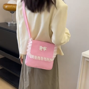 CB Azelle Butterfly Bow Small Lace Canvas Bag Japanese Soft Girl Shoulder Bag Large Capacity Handbag