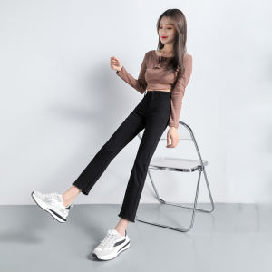 High Waist Slim Fit Straight Leg Denim Jeans Womens Spring Autumn New Style Elastic Small Size Smoke Tube Pants Cotton Stretch