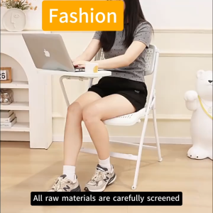 Portable Arm Chair Foldable Conference Chairs School Chair Folding Chair  With Writing Board   High Resilience Sponge Breathable And Comfortable
