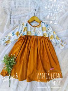 Vania Long Dress baby by Agnika ( 100% REALPICT ) bahan katun Premium mix Katun Toyobo