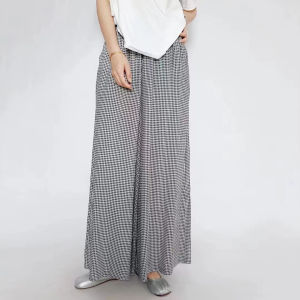 Cotton Silk Wide Leg Pants Womens Thin High Waist Versatile Slimming Summer Casual Fashion Semi-Body Skirt Pants Artificial Nine Points