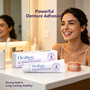 oralhoe | Oralhoe Denture Adhesive Long Lasting Fixation Denture Glue for False Teeth Denture Care Comfortable Portable Denture Fixing Gel
