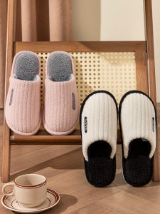 Womens Cotton Slippers Winter Indoor Home Use Beauty Salon Guest Warm Fur Couple Maternity Slip-On Cotton Slippers Men