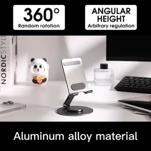 [✅SG Ready Stock] 360° Rotating Aluminium Phone Stand / Tablet Stand - Sturdy Adjustable Foldable Universal