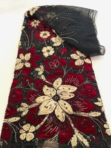5 Yards High Quality Wholesale African Heavy Beaded Lace Fabric Nigerian Luxury Sequin Lace French Tulle Fabric for Party Dress