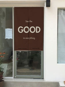 Modern Minimalist Letter Pattern Door Curtain Privacy Partition Kitchen Room Bedroom Fabric Door Drape Home Decorative Split Panel