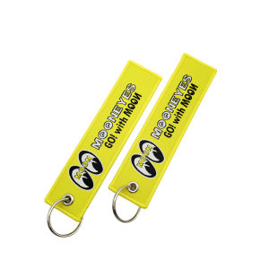 JDM Culture Fabric Double Logo Embroidery Car Auto Keychain MOONEYES Keyring Personality Fashion Cloth Key JET Tag Accessories