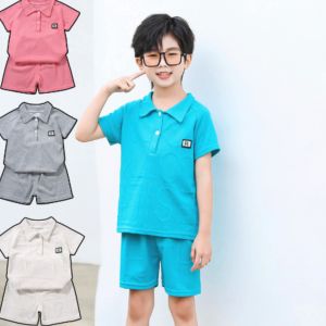 Kids High Quality Terno Cotton Short-Sleeved T-shirt Fashion Polo Korean Style Tops for Boys and Girls 1-8 Years old