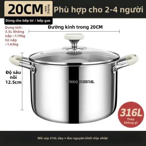 RONGCHUAN | Nồi Inox 316L Dung Lượng Lớn Thiết Kế Dày