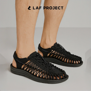 LAF Project - Sandal Gunung Pria Wanita Sendal Travelling Outdoor Hitam Tali Kekinian LAF Project