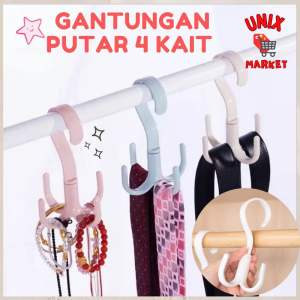 Gantungan 4 Kait Putar / Gantungan Pakaian / Gantungan Baju tas Putar 360 Derajat Serbaguna / Gantungan Sepatu