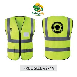เสื้อเซฟตี้ Reflextive แถบสะท้อน/สกรีน ปลอดภัยไว้ก่อน (Safety first) ผ้าโพลีเอสเตอร์ 100% พร้อมส่งจากไทย