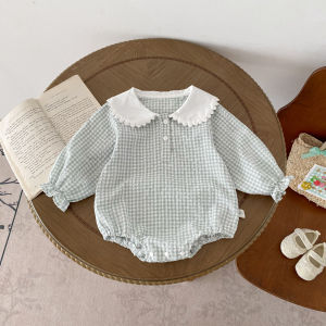 Spring Autumn Baby Romper Doll Collar Long Sleeve Triangle Crawler Suit Newborn All-in-one Cotton Blend Korean Style Girls Clothing