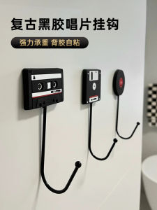 Retro Vinyl Record Hooks Bathroom Toilet Strong Adhesive Hooks No Trace Creative Glue Kitchen Entrance Hallway Coat Hooks
