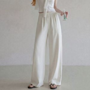 Cool Silky Drapery Comfort High Waist Slim Fit Multi-Pairing Sun Protection Straight Leg Long Trousers