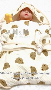 Selimut Baby Blanket Minky Beludru Hoodie Hooded Dot Doted Topi Karakter Newborn Untuk TIdur Bayi Anak Kualitas Premium Lembut Nyaman 90X90cm