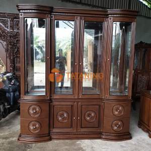 KABINET MINIMALIS KACA KAYU JATI FINISHING LEMARI TUMPUK ALMARI BUFET DEKORASI RUANG INTERIOR TAMU TATANING FURNITURES JEPARA