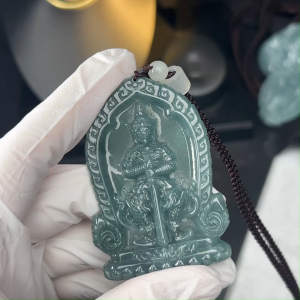 TIMESWIND Original Natural A-type Jade Lord Tao Weisuwan Yak Spirit Guardian Deity Pendant Necklace for Gift with Certificate