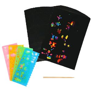 50 buah kertas goresan warna-warni pita pena Set Penggaris Spirograph Untuk Menggambar