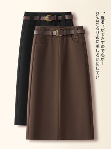 High Waist A-Line Mini Skirt Womens Woolen Coat Straight Cut Mid-Length Slimming Spring Autumn Winter New Style Korean Fashion