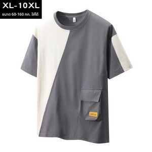 เสื้อยืดแขนสั้นผู้ชายไซส์ใหญ่ ระบายอากาศได้ดี ทรงหลวม ปักลาย สไตล์ลำลอง เสื้อยืดคอตตอนผสมโพลีเอสเตอร์