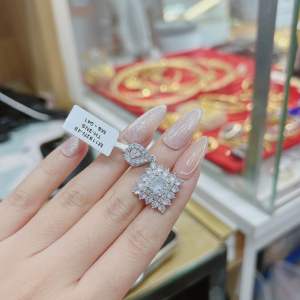 Mặt dây chuyền hình thoi đính đá tấm full tia xi bạch kim siêu sáng Kami trang sức sỉ MT284T