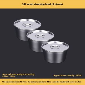304 Stainless Steel Steamed Steamed Egg Custard Dedicated Bowl Steamed Cake Stew Cup with Lid Baby Steamed Rice Drop-Resistant Freshness Bowl