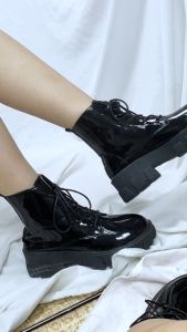Sizes 35-42 Large Size Womens Shoes New Thick Sole Lace up Boots Womens Short Tube Matsutake Thick Sole Boots Womens