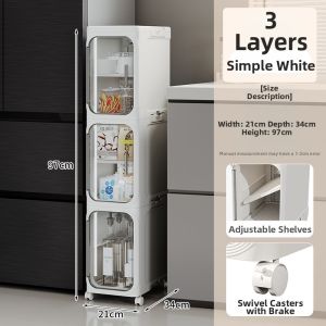 MEIZHUFU | Waterproof Sliding Storage Cabinet for Tight Spaces