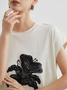 Embroidered Decorative Casual Loose T-Shirt Dress