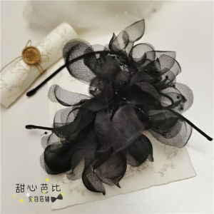Handmade Black Tulle Super Large Flower Hairband Exaggerated Stage Sweet Hair Accessories Hairpins Fashionable Hair Jewelry