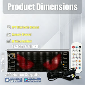 AI Voice Control Car LED Display Lamp App Remote Control Programmable LED Matrix Sign USB Car Window LED Screen Ambient Light